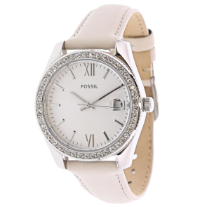 Watch strap Fossil ES4555 Leather Cream white 16mm